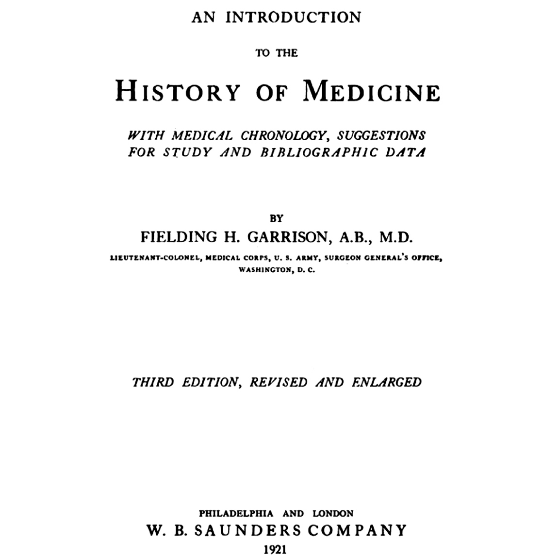 1921-GARRISON-HISTORY-MEDICINE-3rd Ed-title